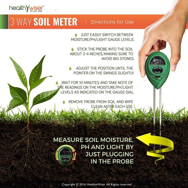 Soil pH Meter, 3-in-1 Soil Test Kit For Moisture(No Battery Needed)