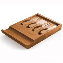Bamboo Cheese Board & Cutlery Set with Slide-Out Drawer