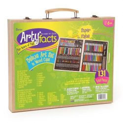 Darice 131-Piece Premium Art Set with Wood Box