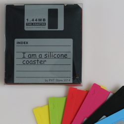 PHT Set of 6 Retro Floppy Disk Silicone Drink Coaster