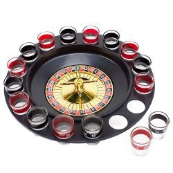 Roulette Drinking Game with 16 Black and Red Shot Glasses