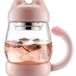 Glass Tea Cup with a Lid & Strainer
