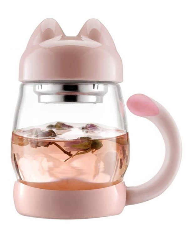 Glass Tea Cup with a Lid & Strainer