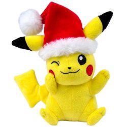 TOMY Pokémon Small Plush, Pikachu with Santa Hat Plush