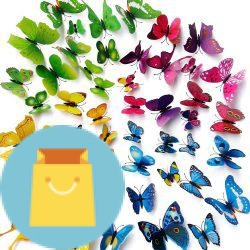 Wall Stickers Crafts Butterflies with Sponge Gum and Pins(48PCS)