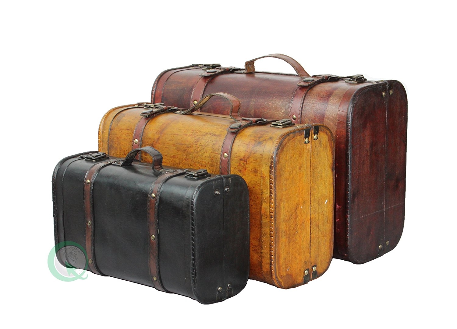 3 Colored Vintage Style Luggage Suitcase Set Of 32 