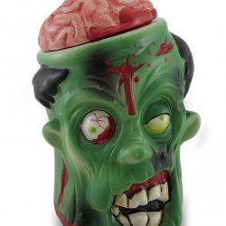 Ceramic Green Urban Zombie Goodie Jar w Bloody Brain Lid
