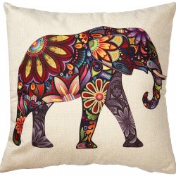 Color Flower Elephant Burlap Pillow Cases