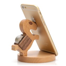 Creative Cute Natural Wooden cell Phone Stand