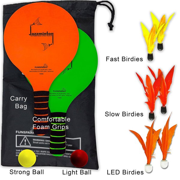 Jazzminton Deluxe LED 3 in 1 Paddle Ball Game