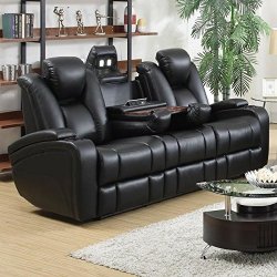 Sofa with Power Headrest, Storage Arms, Drop Down Console, Power Outlet LED