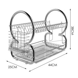 2 Tier Stainless Steel Dish Rack Cup Drying Rack