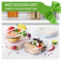 3-Pack Glass Food Storage Containers for Kitchen