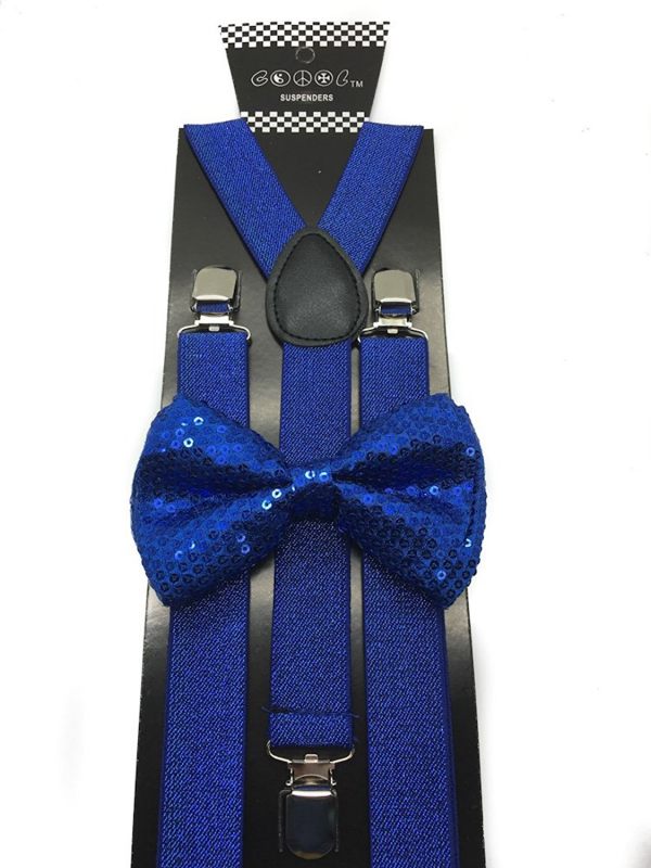 Adjustable Bow Tie & Glitter Suspenders