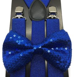Adjustable Bow Tie & Glitter Suspenders