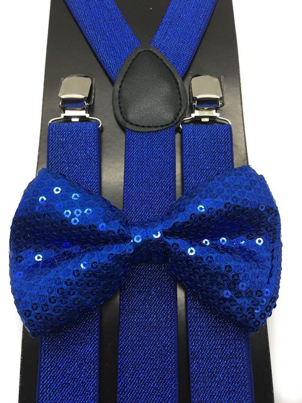 Adjustable Bow Tie & Glitter Suspenders