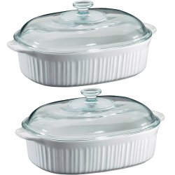 Corningware French White 4 Quart Oval Casserole with Glass Cover