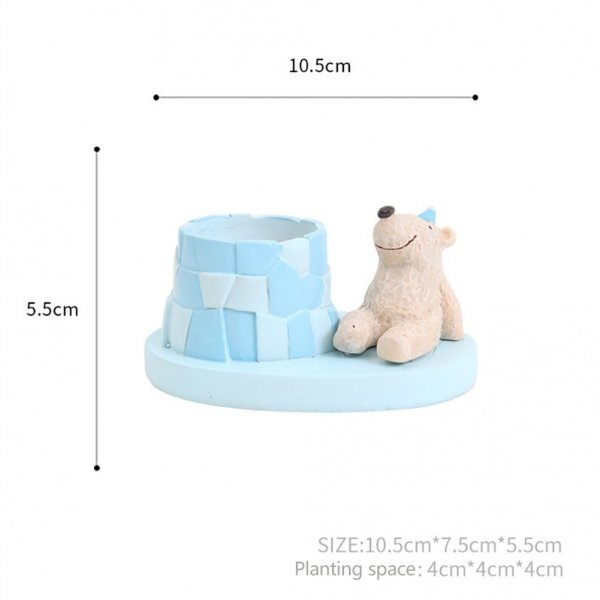Cute Bear Succulent Pots with Drainage Resin Mini Flower Pot Garden