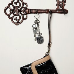 Wall Mounted Cast Iron Key Holder - Vintage Key With 3 Hooks