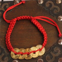 Feng Shui Red String Lucky Coin Charm Bracelet