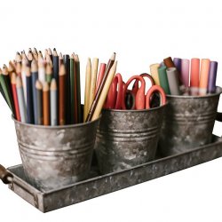 Galvanized Picnic Planter Set with Tray and 3 Buckets