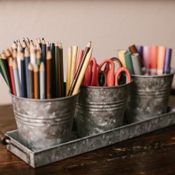 Galvanized Picnic Planter Set with Tray and 3 Buckets