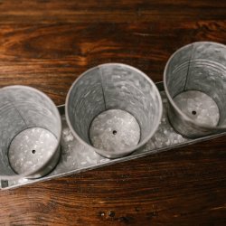 Galvanized Picnic Planter Set with Tray and 3 Buckets