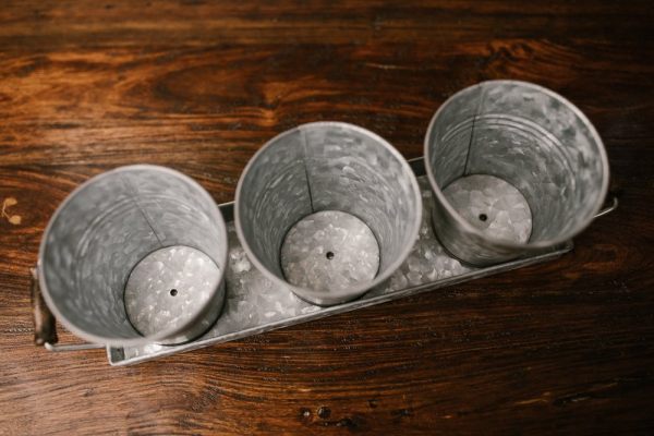 Galvanized Picnic Planter Set with Tray and 3 Buckets