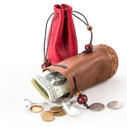 Men's & Women's Genuine Leather Handmade Drawstring Coin Purse – Classic & Stylish Storage for Coins & Essentials