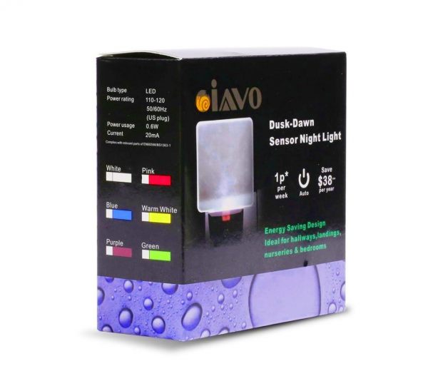 Iavo Auto ON OFF Plug In LED Night Light with Dusk to Dawn Sensor2