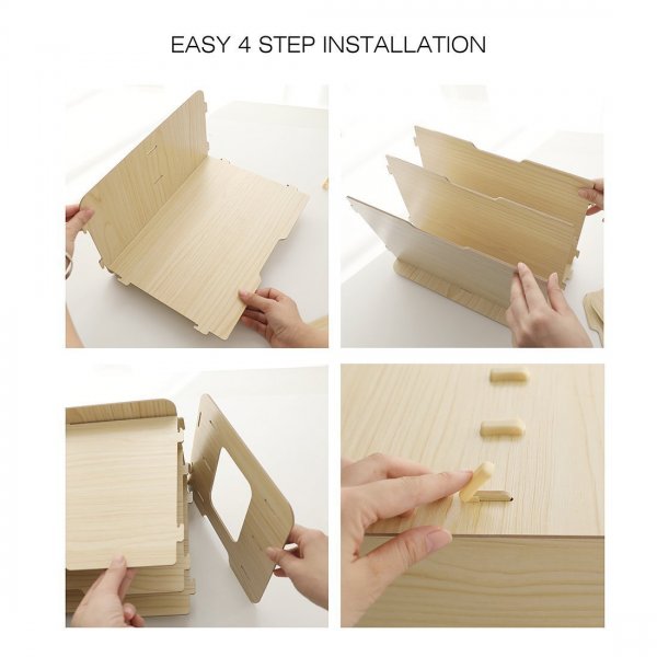 Kusn Supply 3 Tier Wood Desktop Letter Tray Organizer