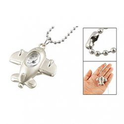 Metal Airplane Shaped Pendant Necklace Watch