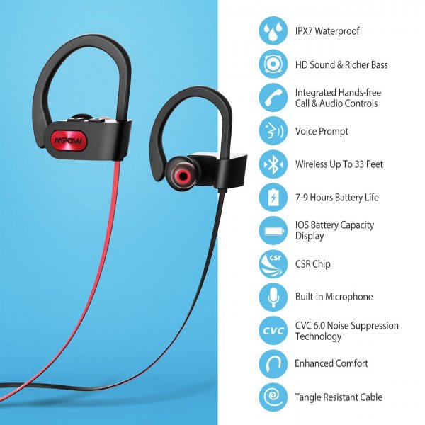 Mpow Bluetooth Headphones Waterproof IPX7
