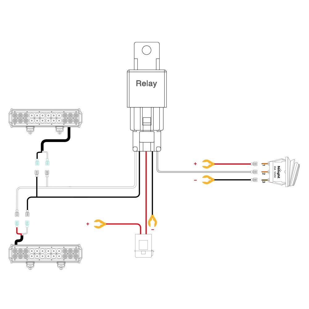 Nilight LED Light Bar Wiring Harness Kit 12V On/Off Switch ... led off road light bar wiring diagram 