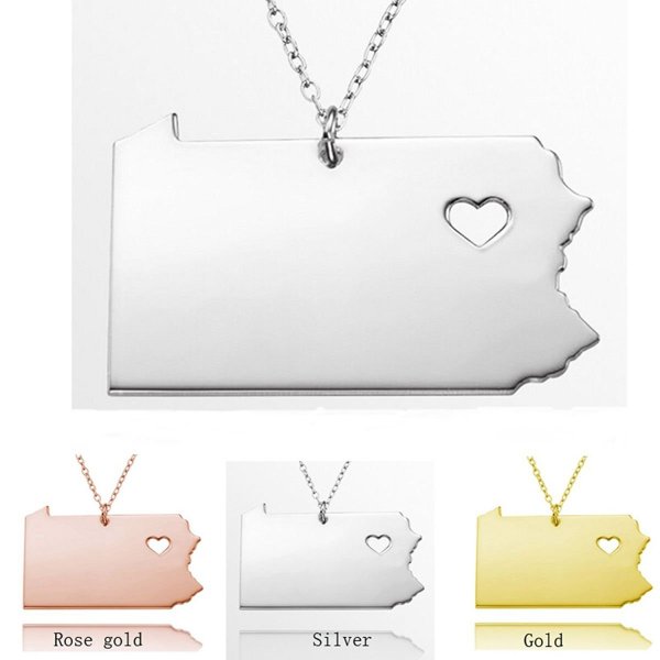 Pendant Necklace, We Love Pennsylvania, PA.