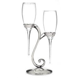 Raindrop Toasting Flutes with Swirl Stand