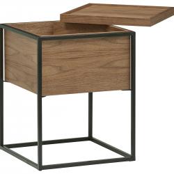 Rivet Axel Lid Storage Wood and Metal Side Table
