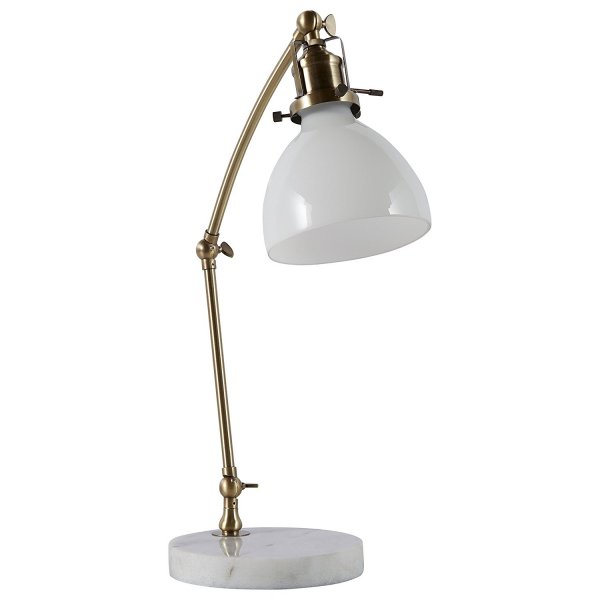 Rivet Lux Bendable Arm Marble and Brass Table Lamp