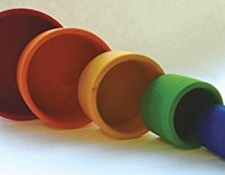 Set of 5 Small Wooden Stacking & Nesting Rainbow Bowls