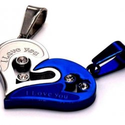 Two Piece Pendant Necklace Couples Gift Heart I Love You Necklace Set