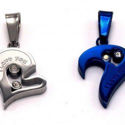 Two Piece Pendant Necklace Couples Gift Heart I Love You Necklace Set