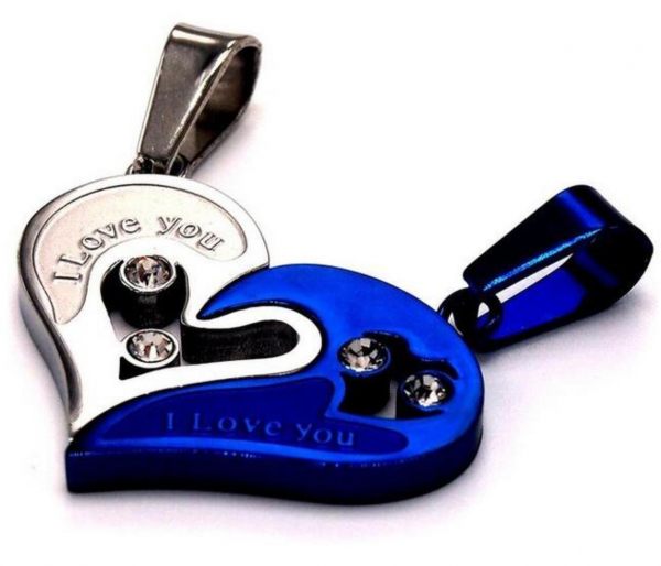 Two Piece Pendant Necklace Couples Gift Heart I Love You Necklace Set