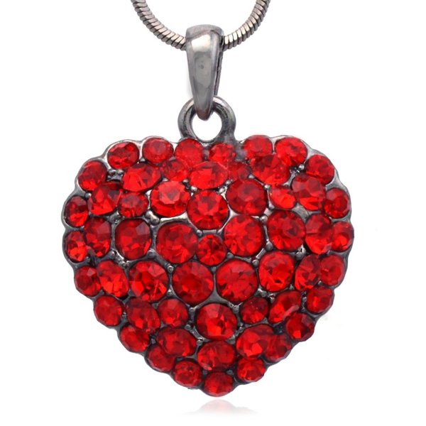 Valentine's Day Red Heart Necklace Pendant Charm Gifts for Mom Women Girlfriend