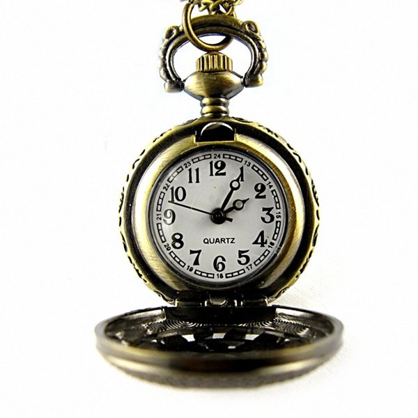 YouYouPifa Retro Bronze Three Butterfly Pattern Hollow Small Pocket Watch