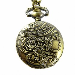 YouYouPifa Retro Bronze Three Butterfly Pattern Hollow Small Pocket Watch