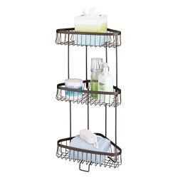 mDesign Three-Tier Freestanding Wire Bathroom Storage Shelf