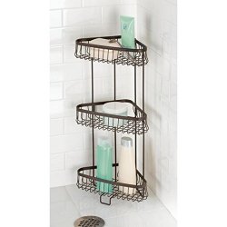 mDesign Three-Tier Freestanding Wire Bathroom Storage Shelf