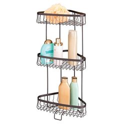 mDesign Three-Tier Freestanding Wire Bathroom Storage Shelf