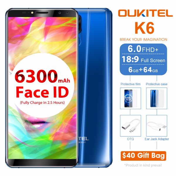 OUKITEL K6 6GB 64GB 6.0'' FHD Display Smartphones