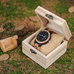 BOBO BIRD Mens Wooden Watch Analog Quartz with Week Display